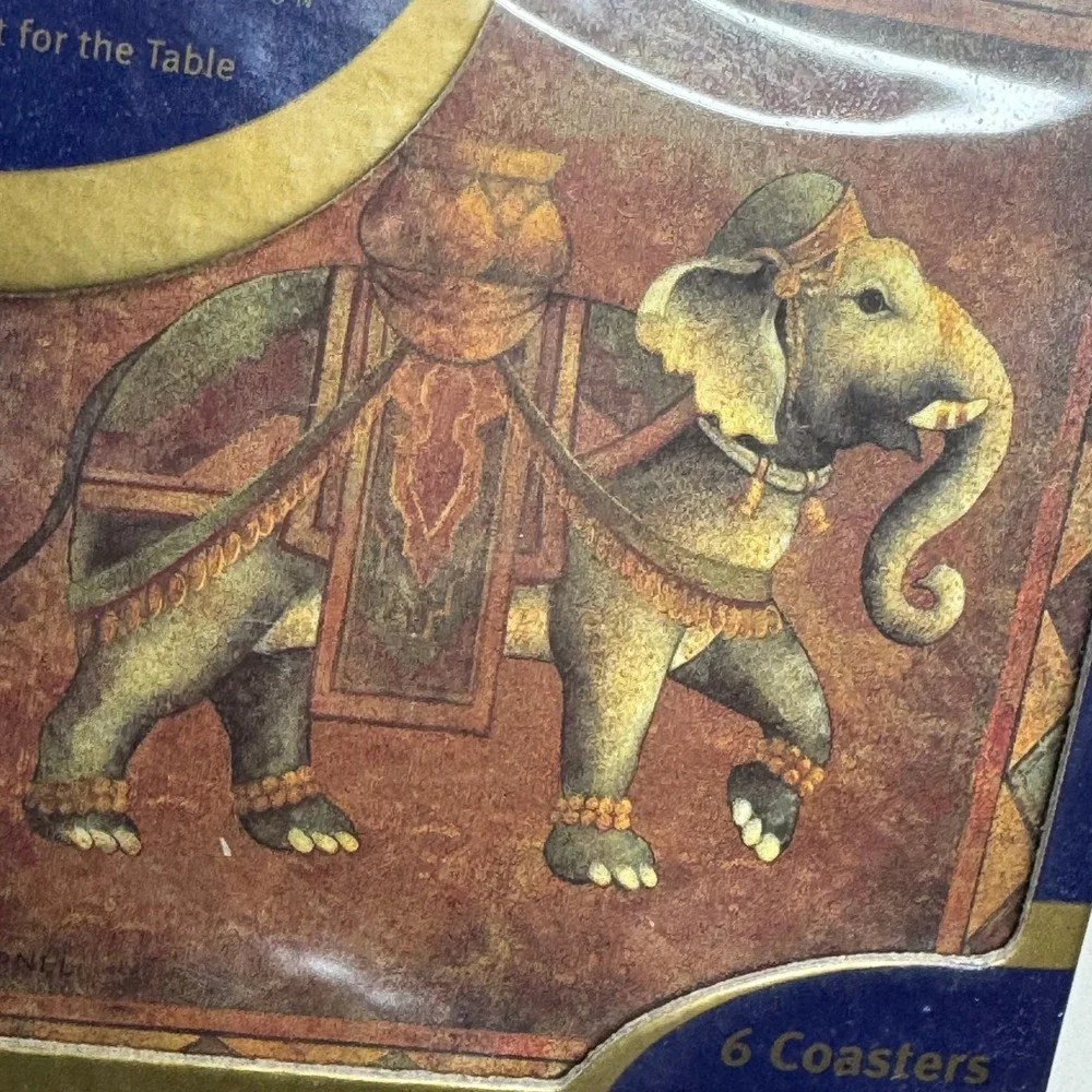 Pimpernel Premier Collection Elephant Expedition Assorted Views Coasters England